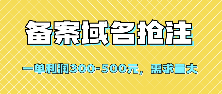 【全网首发】备案域名抢注，一单利润300-500元，需求量大-云阁资源网