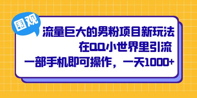流量巨大的男粉项目新玩法，在QQ小世界里引流 一部手机即可操作，一天1000+-云阁资源网