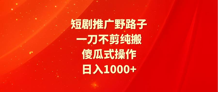 短剧推广野路子，一刀不剪纯搬运，傻瓜式操作，日入1000+-云阁资源网
