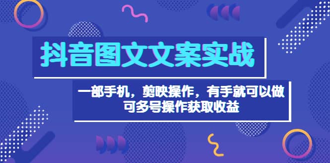 抖音图文毒文案实战：一部手机 剪映操作 有手就能做，单号日入几十 可多号-云阁资源网