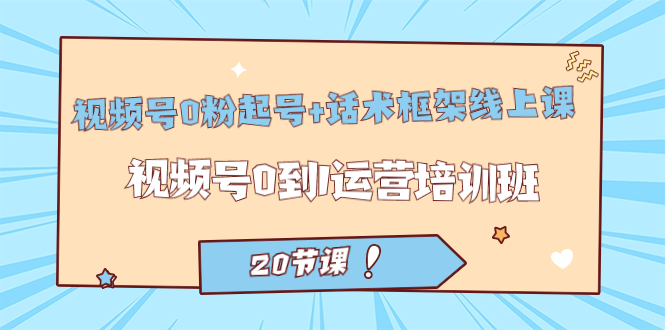 视频号·0粉起号+话术框架线上课：视频号0到1运营培训班（20节课）-云阁资源网