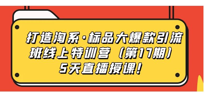 打造淘系·标品大爆款引流班线上特训营5天直播授课！-云阁资源网