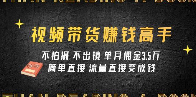 视频带货赚钱高手课程：不拍摄 不出镜 单月佣金3.5w 简单直接 流量直接变钱-云阁资源网