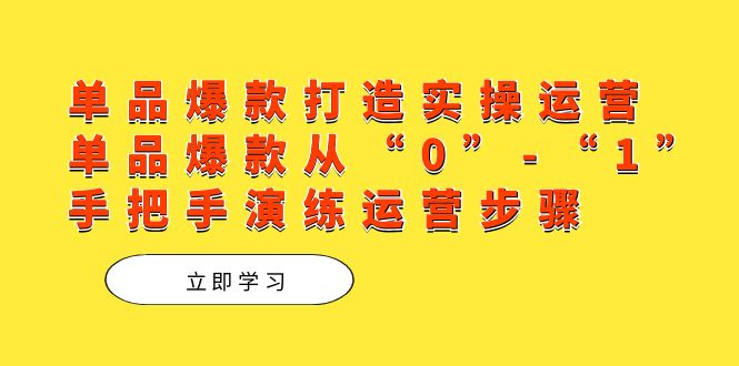 单品爆款打造实操运营，单品爆款从“0”-“1”手把手演练运营步骤-云阁资源网