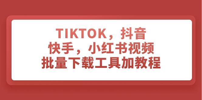 TIKTOK，抖音，快手，小红书视频批量下载工具加教程-云阁资源网
