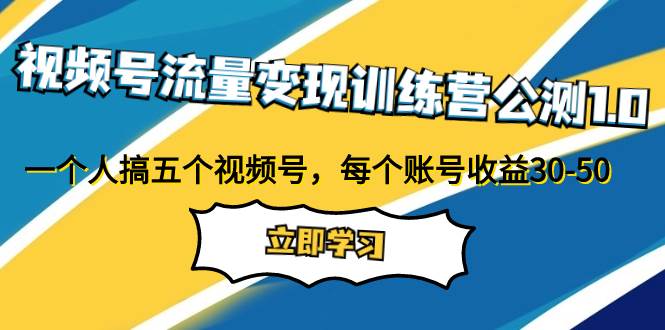 视频号流量变现训练营公测1.0：一个人搞五个视频号，每个账号收益30-50-云阁资源网