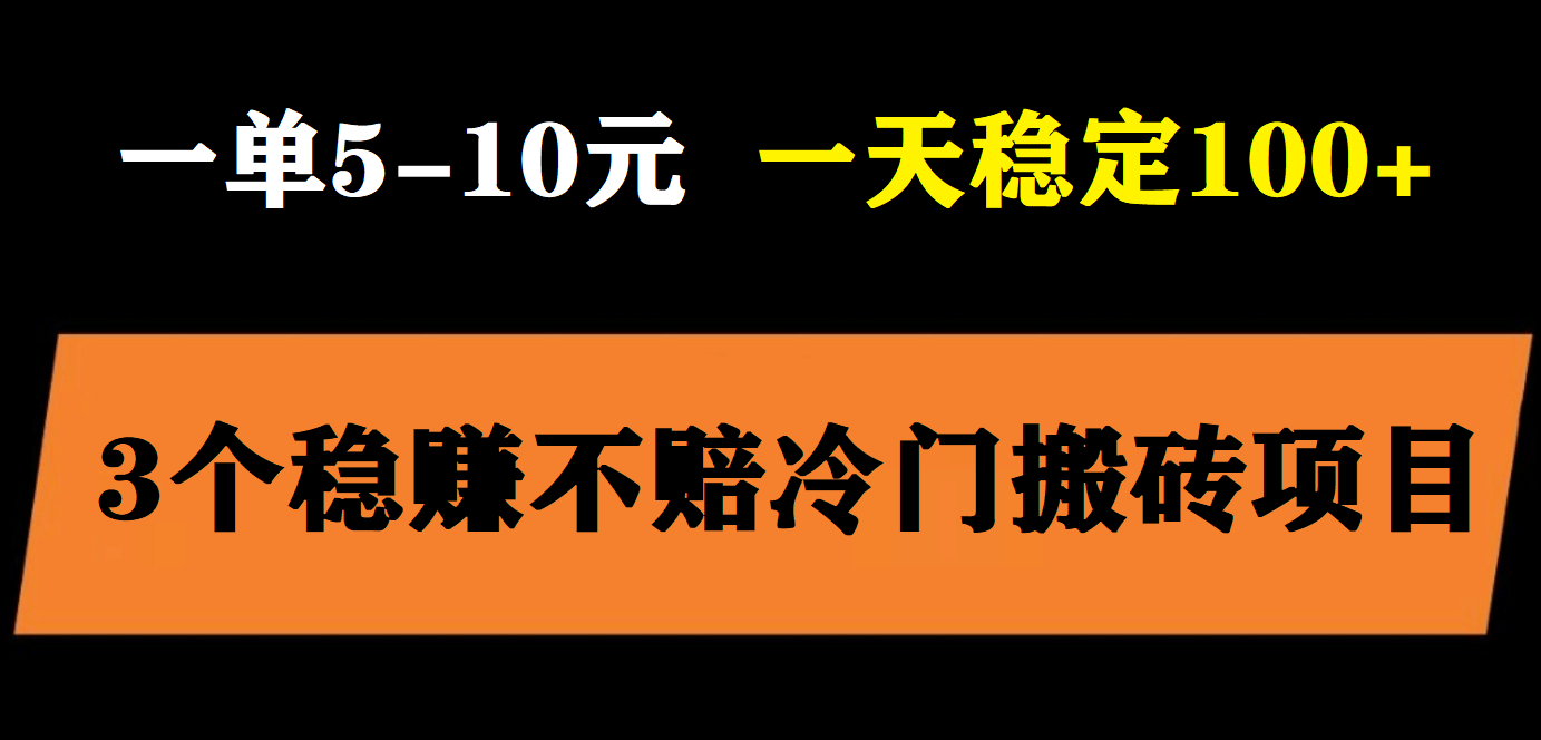 3个最新稳定的冷门搬砖项目，小白无脑照抄当日变现日入过百-云阁资源网