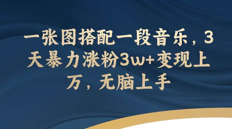 一张图搭配一段音乐，3天暴力涨粉3w+变现上万，无脑上手-云阁资源网