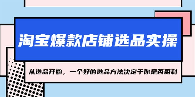 淘宝爆款店铺选品实操，2023从选品开始，一个好的选品方法决定于你是否盈利-云阁资源网
