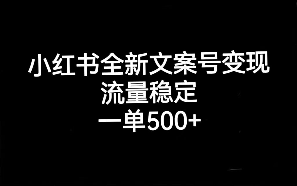 小红书全新文案号变现，流量稳定，一单收入500+-云阁资源网
