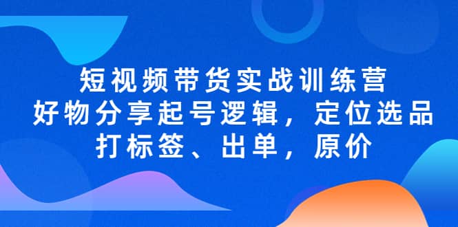 短视频带货实战训练营，好物分享起号逻辑，定位选品打标签、出单，原价-云阁资源网