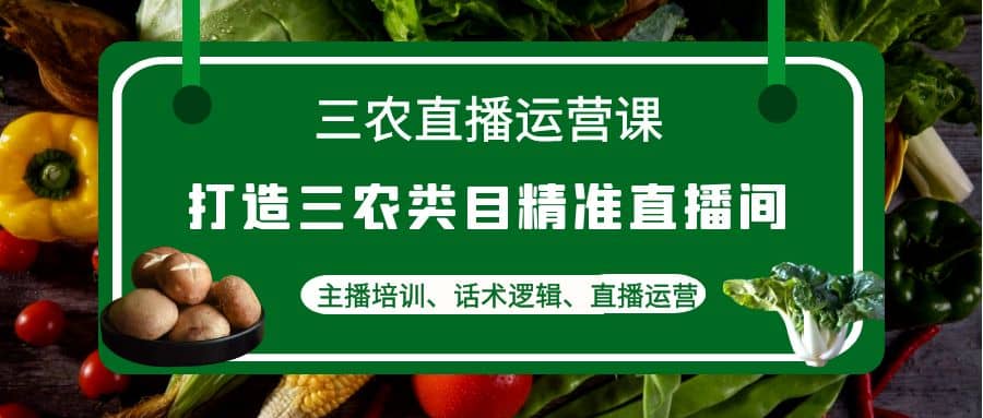 三农直播运营课：打造三农类目精准直播间，主播培训、话术逻辑、直播运营-云阁资源网
