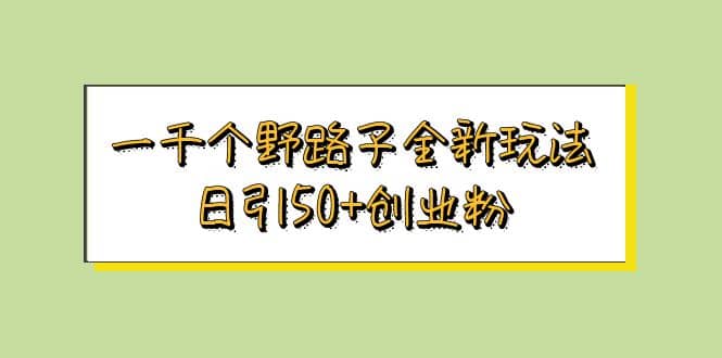 一千个野路子全新玩法 日引50+创业粉-云阁资源网