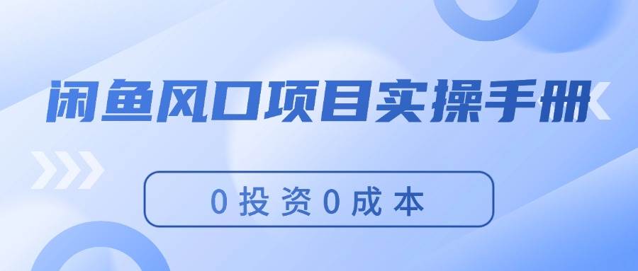 闲鱼风口项目实操手册，0投资0成本，让你做到，月入过万，新手可做-云阁资源网