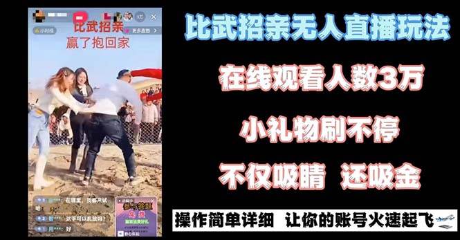 最近很火的无人直播“比武招亲”的一个玩法项目简单-云阁资源网