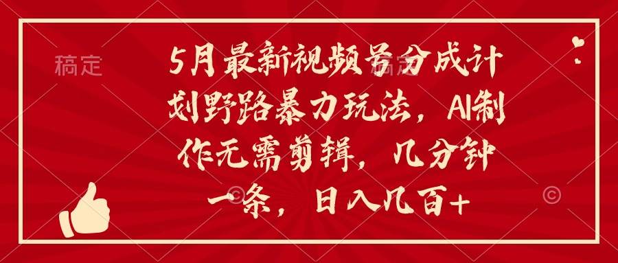 5月最新视频号分成计划野路暴力玩法，ai制作，无需剪辑。几分钟一条，…-云阁资源网