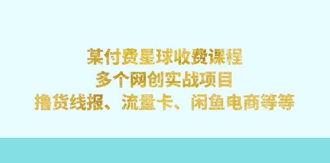 某付费星球课程：多个网创实战项目，撸货线报、流量卡、闲鱼电商等等-云阁资源网