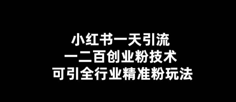【引流必备】小红书一天引流一二百创业粉技术，可引全行业精准粉玩法-云阁资源网