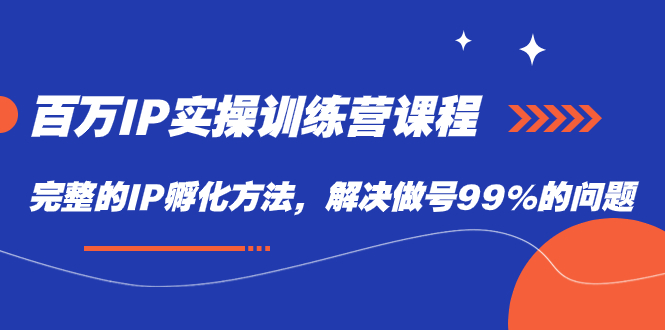 百万IP实战训练营课程，完整的IP孵化方法，解决做号99%的问题-云阁资源网