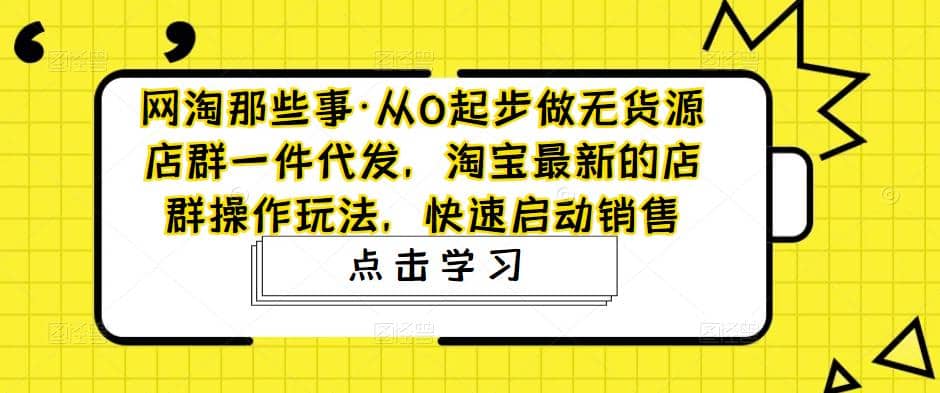 从0起步做无货源店群一件代发，淘宝最新的店群操作玩法，快速启动销售-云阁资源网