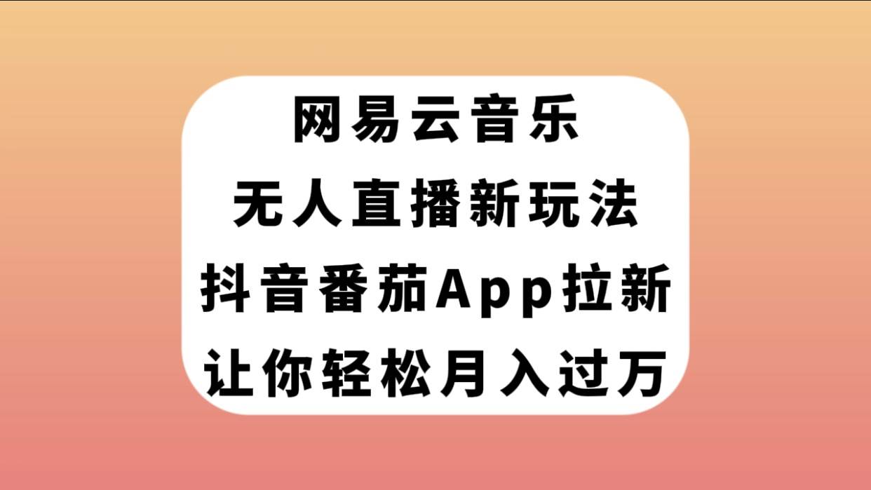 网易云音乐无人直播新玩法，抖音番茄APP拉新，让你轻松月入过万-云阁资源网