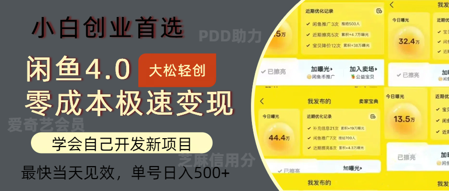 闲鱼0成本极速变现项目，多种变现方式，单号日入500+最新玩法-云阁资源网