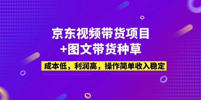 京东视频带货项目+图文带货种草，成本低，利润高，操作简单收入稳定-云阁资源网