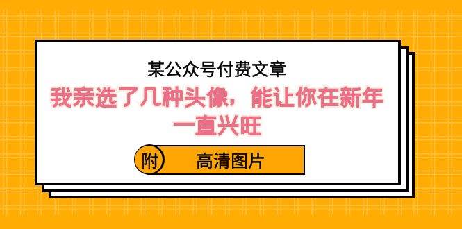 某公众号付费文章：我亲选了几种头像，能让你在新年一直兴旺（附高清图片）-云阁资源网