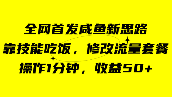 咸鱼冷门新玩法，靠“技能吃饭”，修改流量套餐，操作1分钟，收益50+-云阁资源网