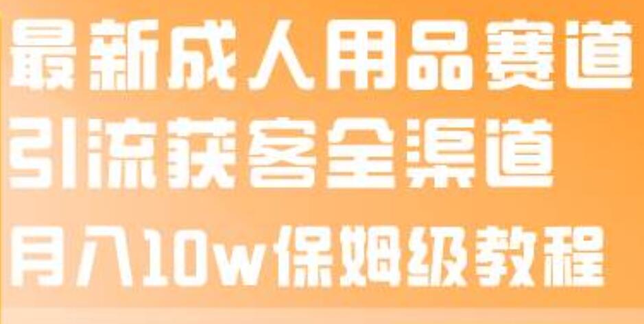 最新成人用品赛道引流获客全渠道，月入10w保姆级教程-云阁资源网