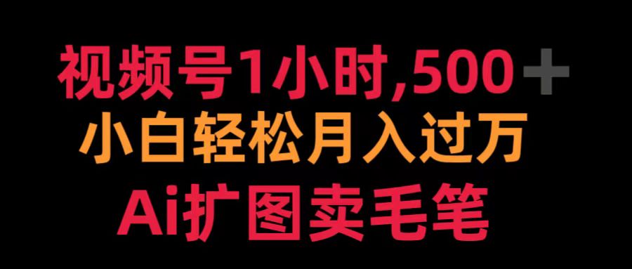 视频号1小时，500＋ 小白轻松月入过万 Ai扩图卖毛笔-云阁资源网