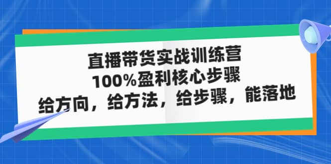 直播带货实战训练营：100%盈利核心步骤，给方向，给方法，给步骤，能落地-云阁资源网