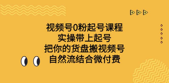 视频号0粉起号课程 实操带上起号 把你的货盘搬视频号 自然流结合微付费-云阁资源网