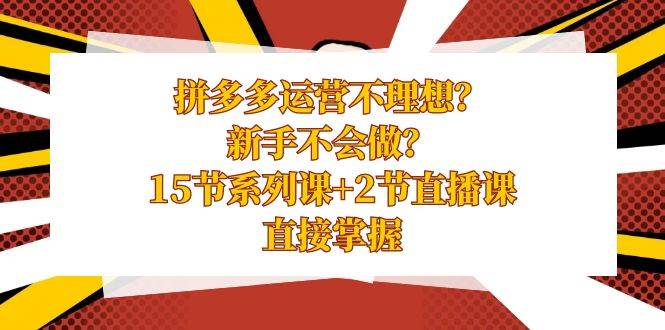 拼多多运营不理想？新手不会做？15节系列课+2节直播课，直接掌握-云阁资源网