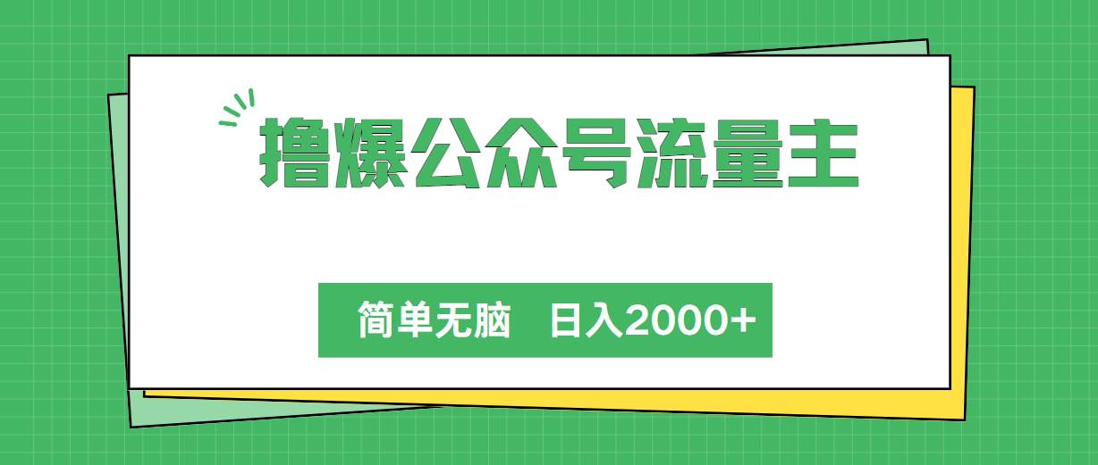 撸爆公众号流量主，简单无脑，单日变现2000+-云阁资源网