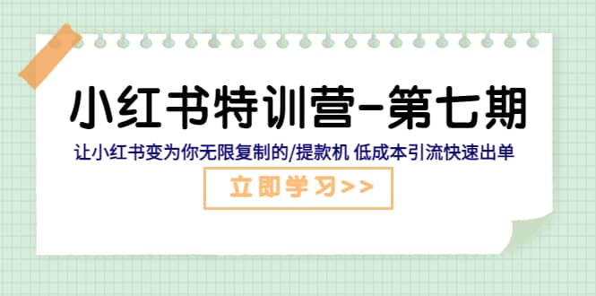 小红书特训营-第七期 让小红书变为你无限复制的/提款机 低成本引流快速出单-云阁资源网