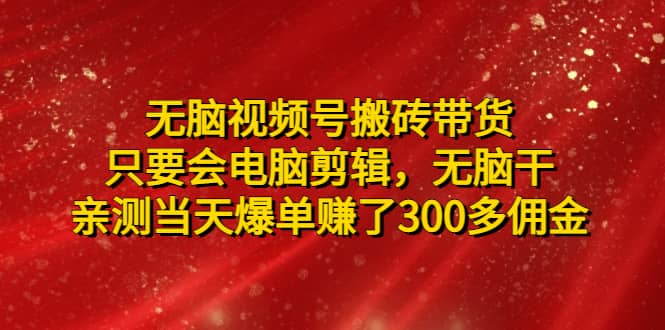无脑视频号搬砖带货，只要会电脑剪辑，无脑干-云阁资源网