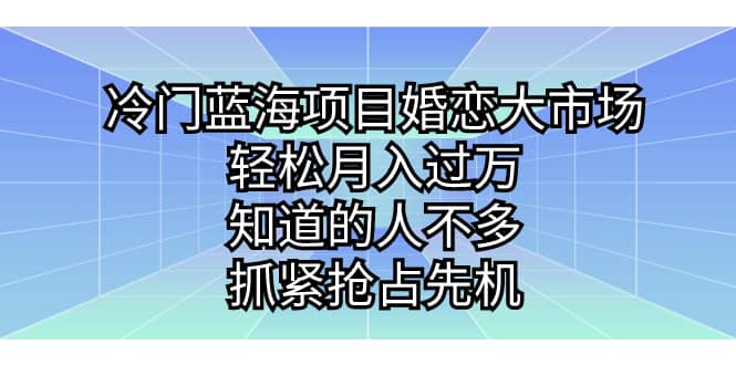 冷门蓝海项目婚恋大市场，轻松月入过万，知道的人不多，抓紧抢占先机-云阁资源网