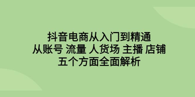 抖音电商从入门到精通，从账号 流量 人货场 主播 店铺五个方面全面解析-云阁资源网
