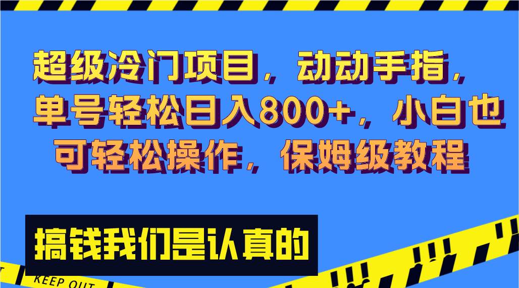 超级冷门项目,动动手指，单号轻松日入800+，小白也可轻松操作，保姆级教程-云阁资源网