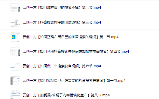 云创一方2022抖音SEO系列课程，教你如何快速上抖音搜索排名第一-云阁资源网
