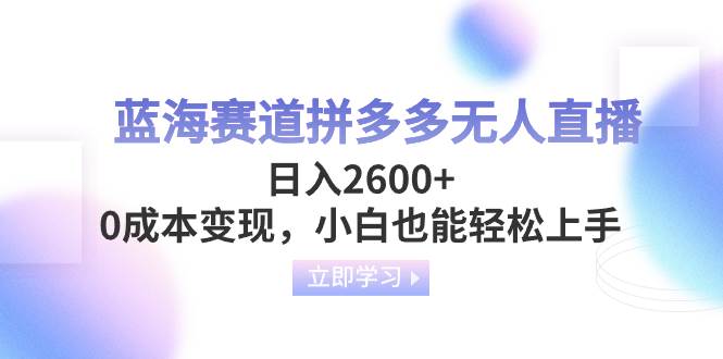 蓝海赛道拼多多无人直播，日入2600+，0成本变现，小白也能轻松上手-云阁资源网