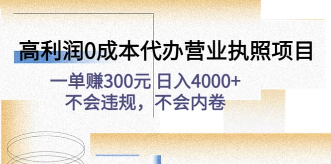 高利润0成本代办营业执照项目：不会违规，不会内卷-云阁资源网
