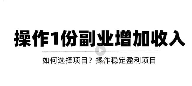 新手如何通过操作副业增加收入，从项目选择到玩法分享！【视频教程】-云阁资源网