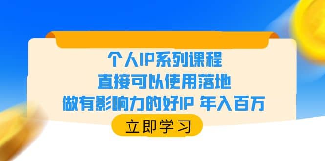 个人IP系列课程，直接可以使用落地，做有影响力的好IP 年入百万-云阁资源网