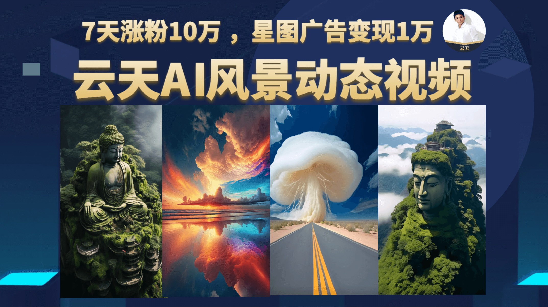 云天AI风景动图视频制作，7天涨粉10万 ，星图广告变现1万-云阁资源网