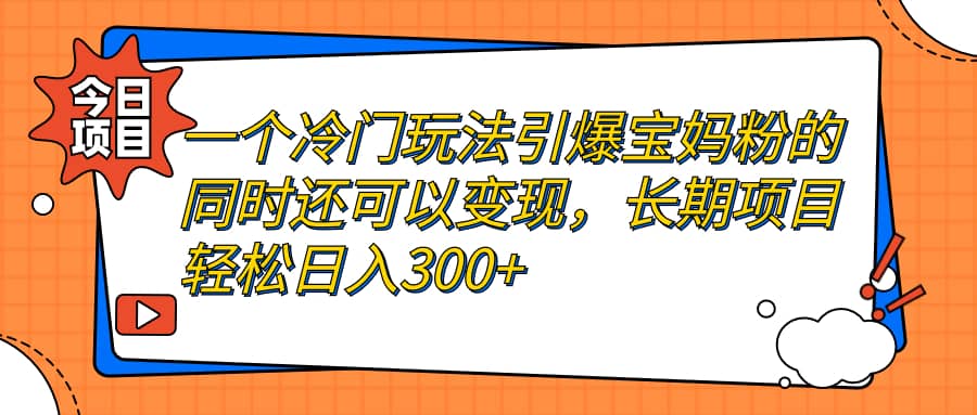 一个冷门玩法引爆宝妈粉的同时还可以变现，长期项目轻松日入300+-云阁资源网