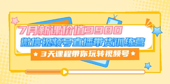 微信视频号直播带货训练营，3天课程带你玩转视频号：7月新课价值3980-云阁资源网