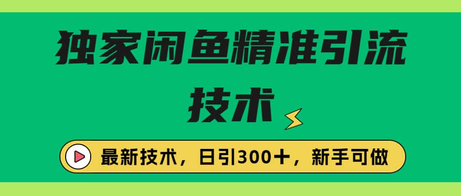 独家闲鱼引流技术，日引300＋实战玩法-云阁资源网