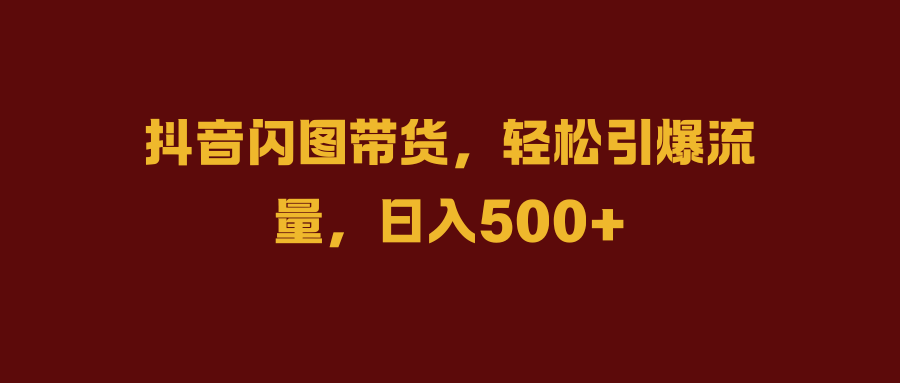 抖音闪图带货，轻松引爆流量，日入500+-云阁资源网